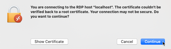 Remote Desktop - Certificate Warning