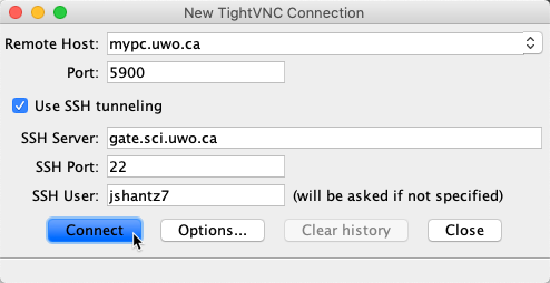 Establishing a VNC Connection